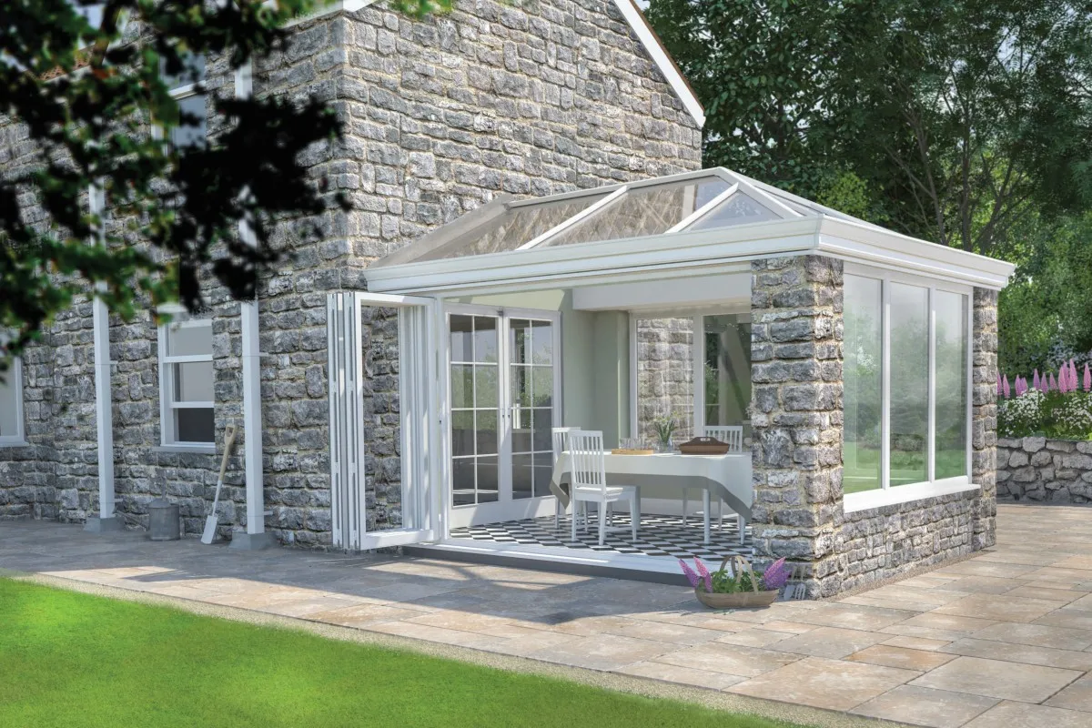 Traditional Orangery with Glass Conservatory Roof