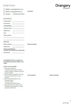 Orangery by Ultraframe Order Form