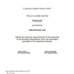 Flat Roof - Stroma System Approval Certificate