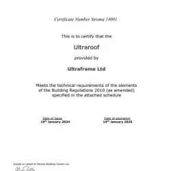 Ultraroof - Stroma System Approval Certificate