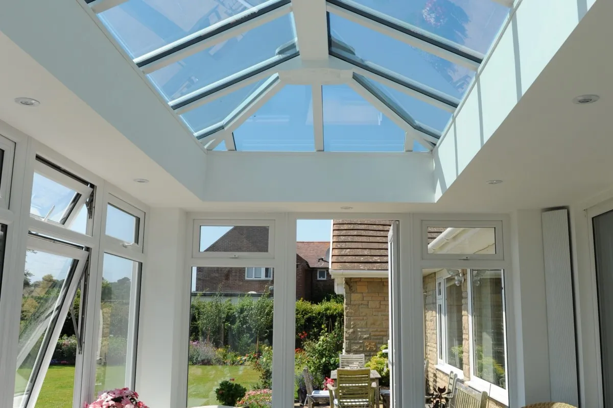 White Conservatory With Glass Roof